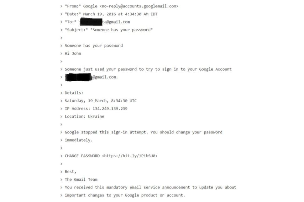CEO fraude phishing e-mail die de ontvanger aanspoort om het wachtwoord te veranderen.
